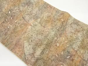 ふくれ織曲線に花唐草模様織出し名古屋帯